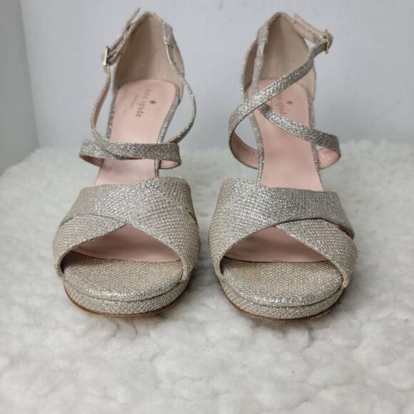Kate Spade Womens Size 10 Glitter Pump Strappy Ankle Buckle Closure Heel Shoes - Picture 2 of 6